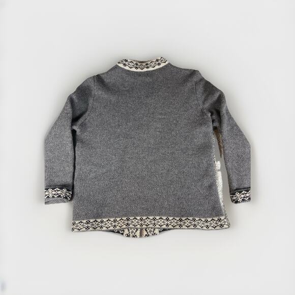 Natural Style Estonia Fair Isle 100% Wool Cardigan Womens XL Metal Clasps Scandi - Picture 11 of 14